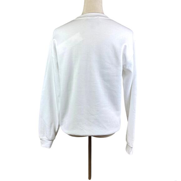 Alla Berman Womens NWT White Multicolor Deja Vu Printed Crewneck Sweatshirt - Picture 8 of 11